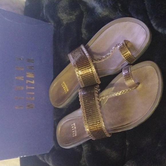 Nwt Stewart Weitzman Sandals brass 9.5 - Picture 1 of 11